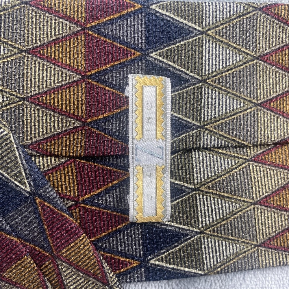 Zinc Tie Mens One‎ Size Multicolor Geometric Silk Wide Handmade Jacquard Necktie - Picture 3 of 9